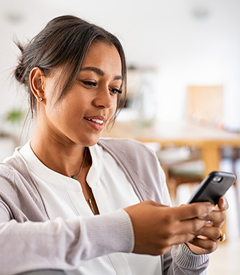 Woman on phone for Transfer from your other financial institution